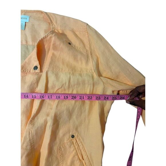 Chicos‎ Size 3 Womens 100% Linen Cardigan Jacket Tech Style Casual Resort - Picture 6 of 7